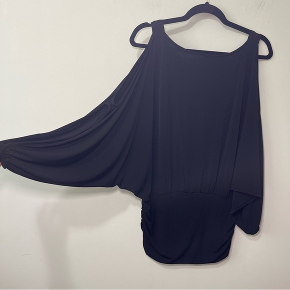 Y2K S-Twelve Black Cold Shoulder Batwing fairy witchy tunic Top Women’s Size L - Picture 5 of 7